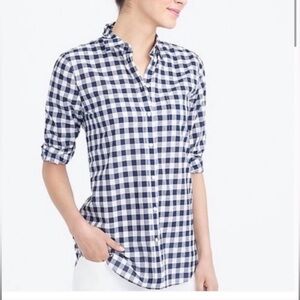 J.Crew Navy Blue Gingham Button Up Boy Fit